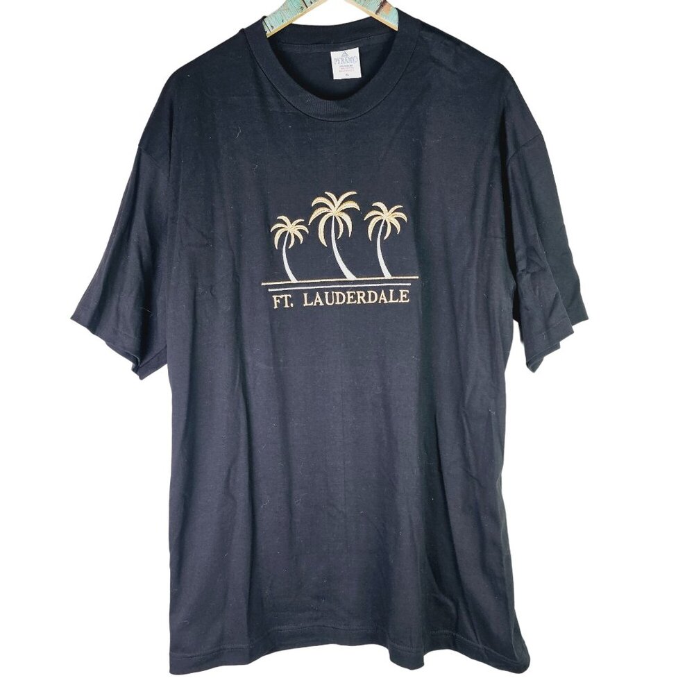 Vintage 90's Men's Pyramid Ft. Lauderdale Embroidered T-shirt, USA, Cotton, XL